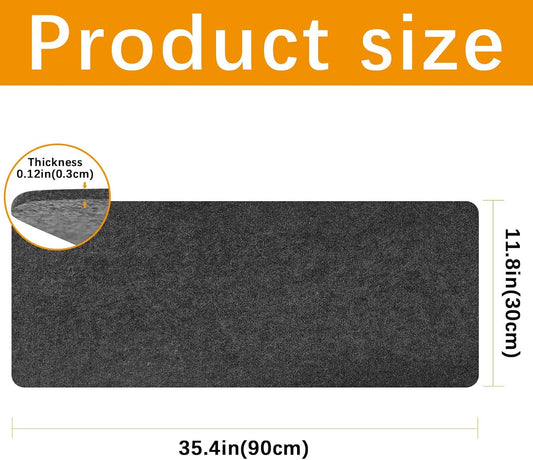 2 Pcs Large Felt Desk mat 36x12 inches, with Non-Slip Full Desk Mouse Pad,Office Computer Desk Mat for Keyboard,Felt Desk Mat for Desk Pad Protector (Dark Gray)
