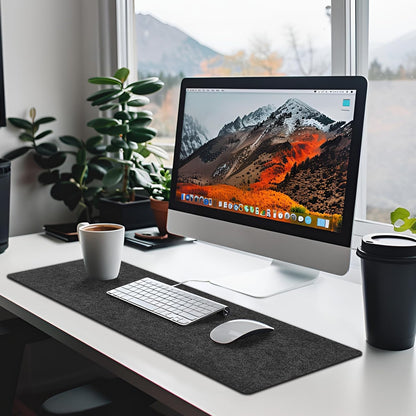 2 Pcs Large Felt Desk mat 36x12 inches, with Non-Slip Full Desk Mouse Pad,Office Computer Desk Mat for Keyboard,Felt Desk Mat for Desk Pad Protector (Dark Gray)