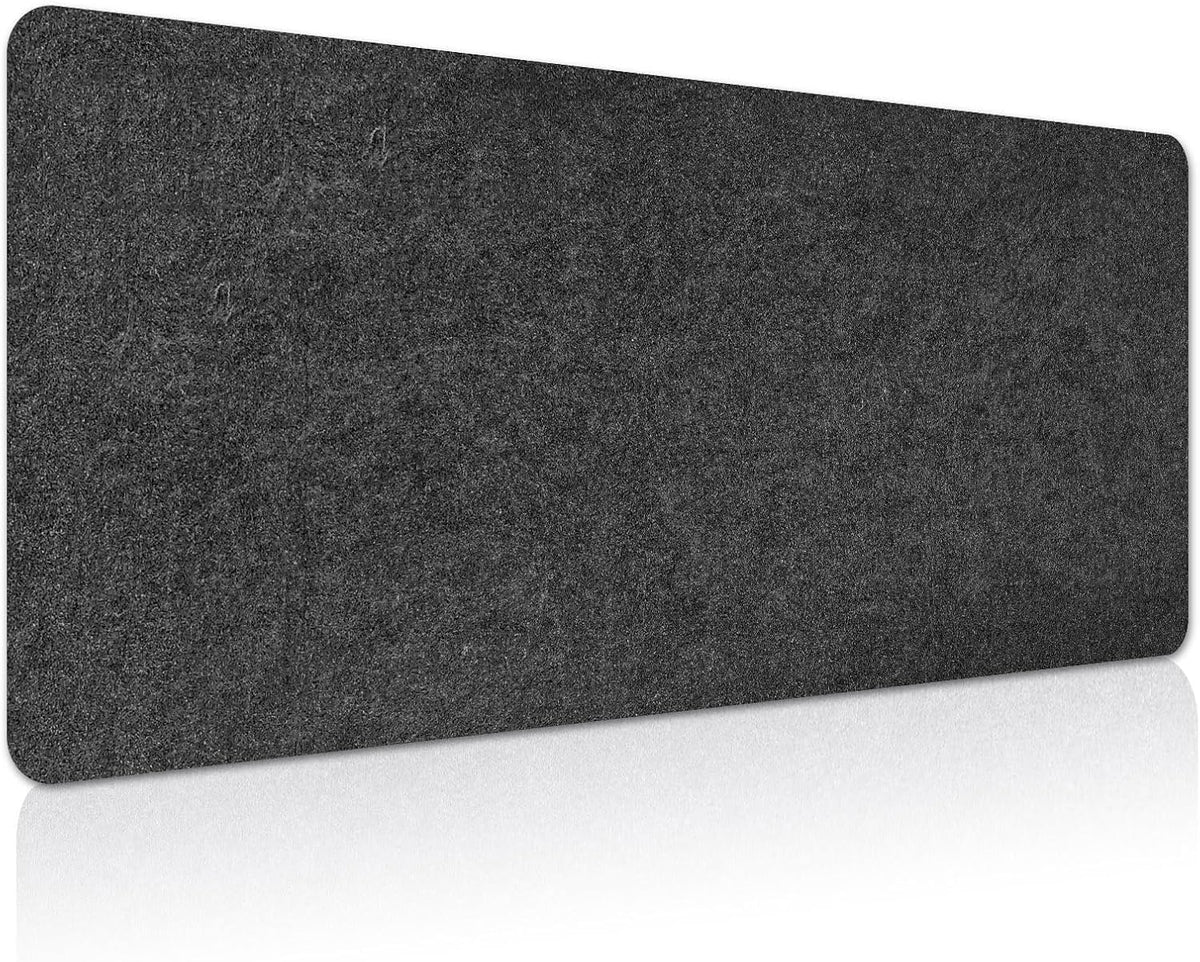 2 Pcs Large Felt Desk mat 36x12 inches, with Non-Slip Full Desk Mouse Pad,Office Computer Desk Mat for Keyboard,Felt Desk Mat for Desk Pad Protector (Dark Gray)