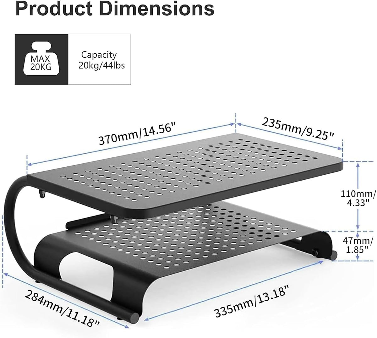Clamp-on 32 Inch Dual Monitor Desk Mount Riser Shelf Computer Stands for 2 Monitor,Laptop,Printer, Notebook,32.2” x 7.8” x 5.7”