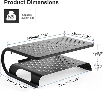 Clamp-on 32 Inch Dual Monitor Desk Mount Riser Shelf Computer Stands for 2 Monitor,Laptop,Printer, Notebook,32.2” x 7.8” x 5.7”