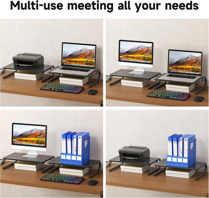 Clamp-on 32 Inch Dual Monitor Desk Mount Riser Shelf Computer Stands for 2 Monitor,Laptop,Printer, Notebook,32.2” x 7.8” x 5.7”