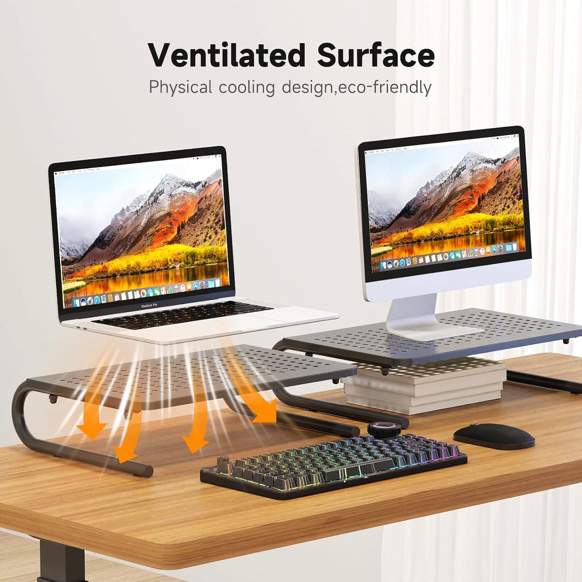 Clamp-on 32 Inch Dual Monitor Desk Mount Riser Shelf Computer Stands for 2 Monitor,Laptop,Printer, Notebook,32.2” x 7.8” x 5.7”