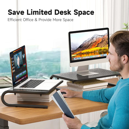 Clamp-on 32 Inch Dual Monitor Desk Mount Riser Shelf Computer Stands for 2 Monitor,Laptop,Printer, Notebook,32.2” x 7.8” x 5.7”