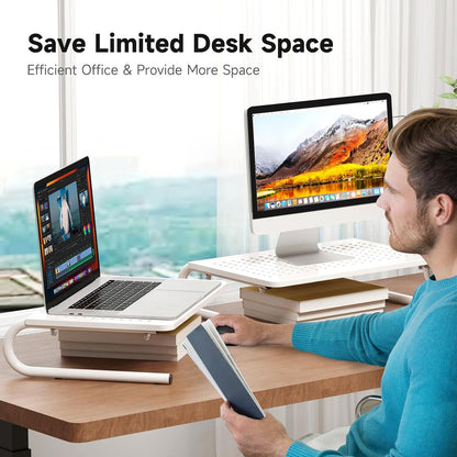 Clamp-on 32 Inch Dual Monitor Desk Mount Riser Shelf Computer Stands for 2 Monitor,Laptop,Printer, Notebook,32.2” x 7.8” x 5.7”