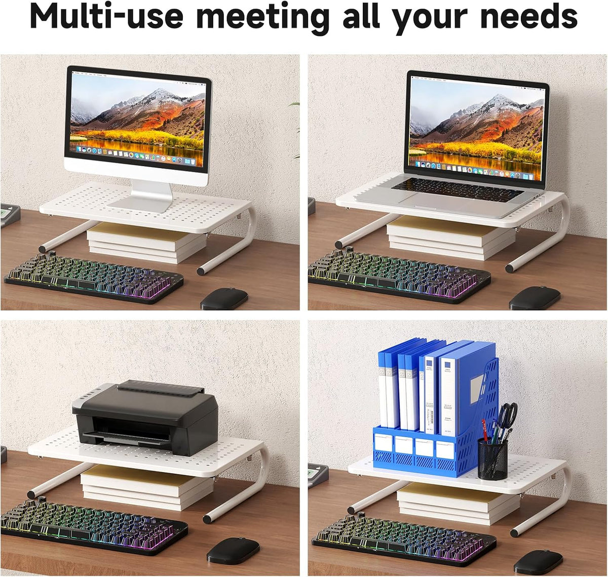 Clamp-on 32 Inch Dual Monitor Desk Mount Riser Shelf Computer Stands for 2 Monitor,Laptop,Printer, Notebook,32.2” x 7.8” x 5.7”