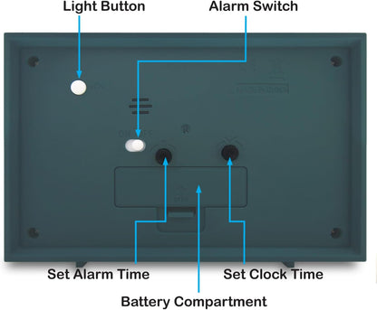 Analog Alarm Clock, 6 inch, Green, Silent, Night Light