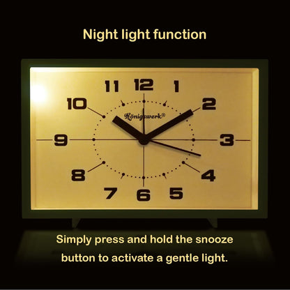 Analog Alarm Clock, 6 inch, Green, Silent, Night Light