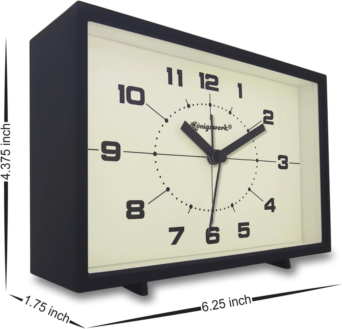 Analog Alarm Clock, 6 inch, Green, Silent, Night Light