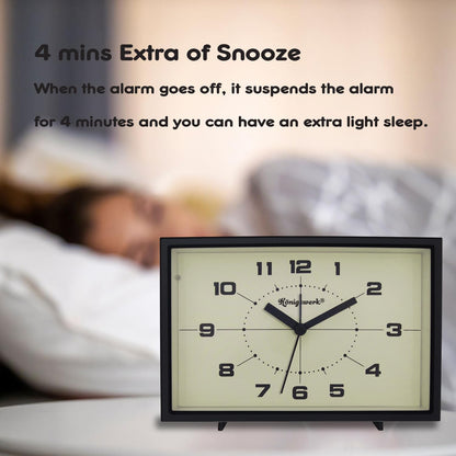 Analog Alarm Clock, 6 inch, Green, Silent, Night Light