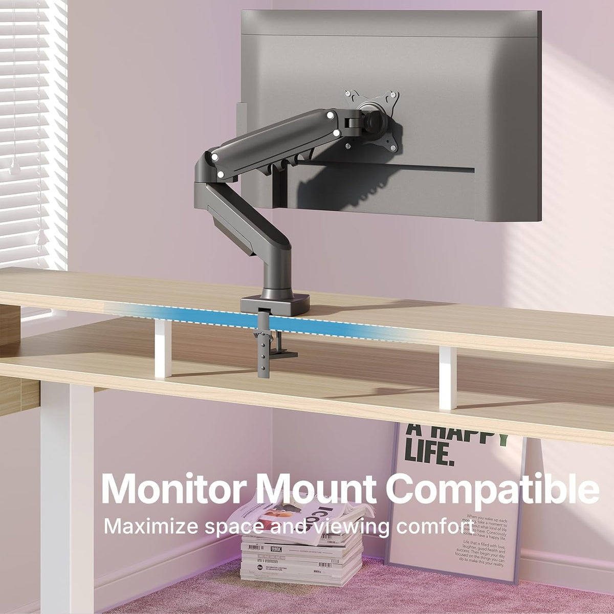 55″ x 26″ Electric Standing Desk with 2 Drawers &24.4″ Large Keyboard Tray, C-Clamp Mount Compatible, Adjustable Computer Desk for Office, Sit Stand Up Desk with 4 Height Presets, Light Walnut