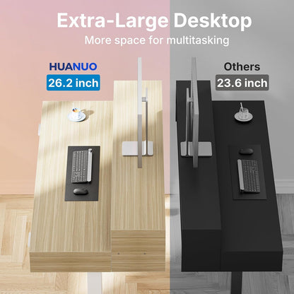 55″ x 26″ Electric Standing Desk with 2 Drawers &24.4″ Large Keyboard Tray, C-Clamp Mount Compatible, Adjustable Computer Desk for Office, Sit Stand Up Desk with 4 Height Presets, Light Walnut