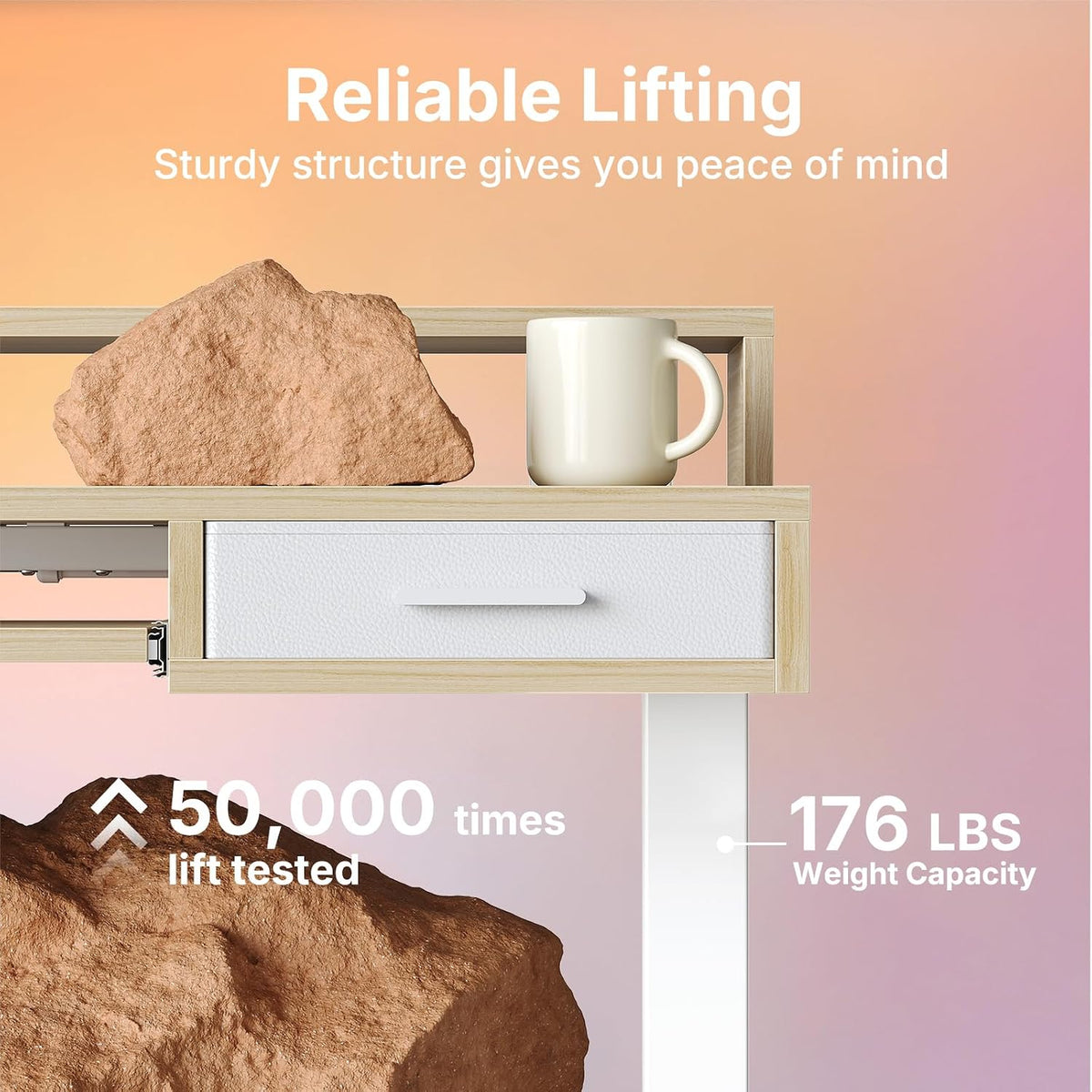 55″ x 26″ Electric Standing Desk with 2 Drawers &24.4″ Large Keyboard Tray, C-Clamp Mount Compatible, Adjustable Computer Desk for Office, Sit Stand Up Desk with 4 Height Presets, Light Walnut