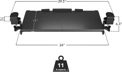 ! 24” Clamp-On Under Desk Keyboard Tray, Slide-Out Keyboard Drawer for Desk, Ergonomic Pull-Out Platform with Smooth Gliding Tracks, No-Drill C-Clamp Mount, Under Desk Keyboard Holder