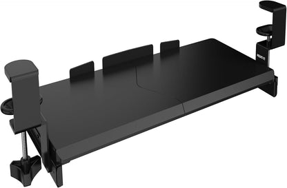 ! 24” Clamp-On Under Desk Keyboard Tray, Slide-Out Keyboard Drawer for Desk, Ergonomic Pull-Out Platform with Smooth Gliding Tracks, No-Drill C-Clamp Mount, Under Desk Keyboard Holder