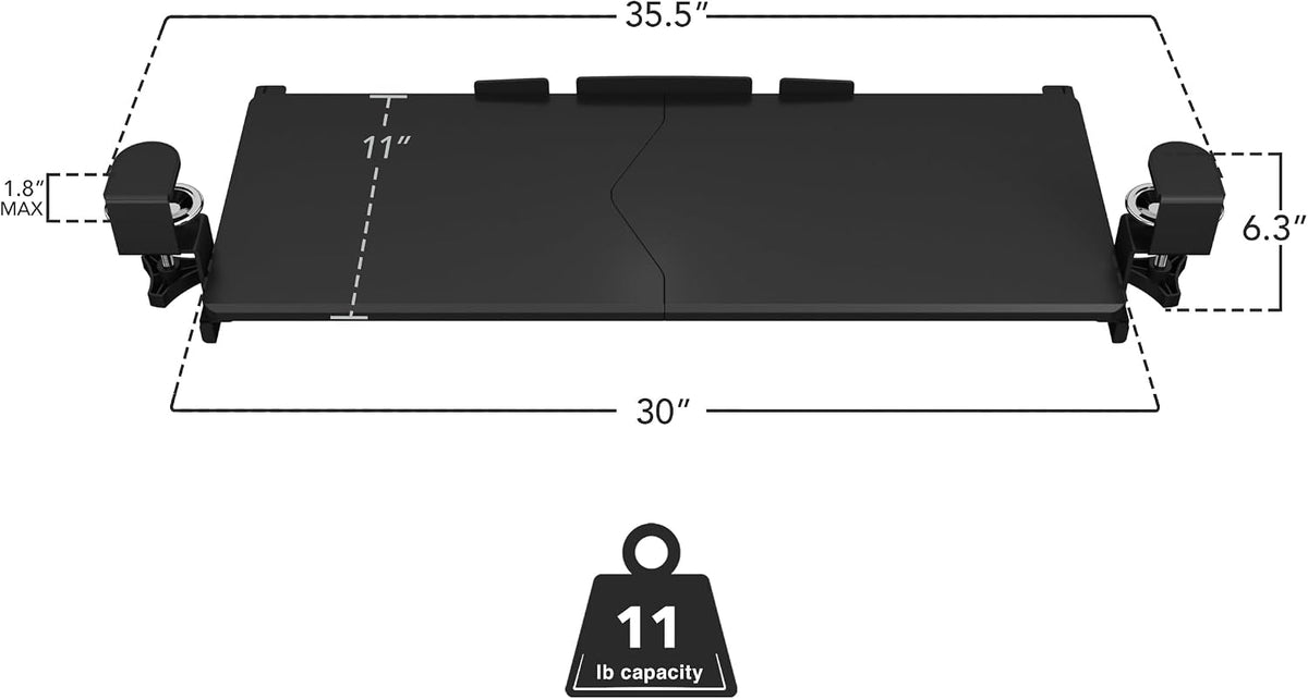 ! 24” Clamp-On Under Desk Keyboard Tray, Slide-Out Keyboard Drawer for Desk, Ergonomic Pull-Out Platform with Smooth Gliding Tracks, No-Drill C-Clamp Mount, Under Desk Keyboard Holder