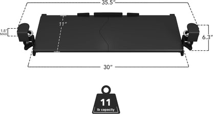! 24” Clamp-On Under Desk Keyboard Tray, Slide-Out Keyboard Drawer for Desk, Ergonomic Pull-Out Platform with Smooth Gliding Tracks, No-Drill C-Clamp Mount, Under Desk Keyboard Holder