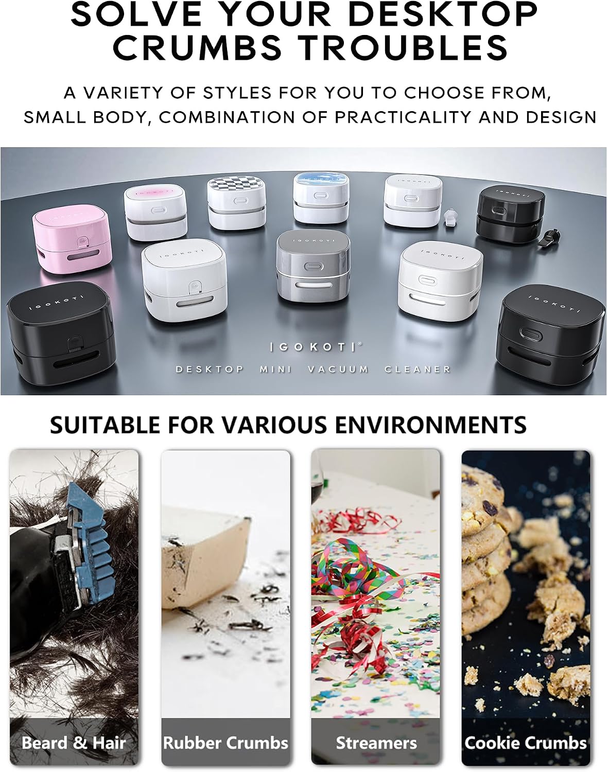 Desk Vacuum Cleaner Mini,Counter Vacuum,Tabletop Vacuum Cleaner USB Rechager, Cordless Energy Saving Design