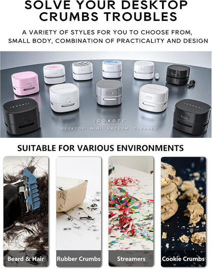 Desk Vacuum Cleaner Mini,Counter Vacuum,Tabletop Vacuum Cleaner USB Rechager, Cordless Energy Saving Design