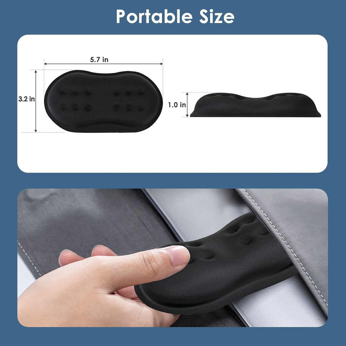 Mouse Wrist Rest, Desk Wrist Pad for Mouse, Comfortable Computer Mouse Wrist Support, Ergonomic Wrist Rest with Memory Foam Fillings, Non-Slip Base (Black)