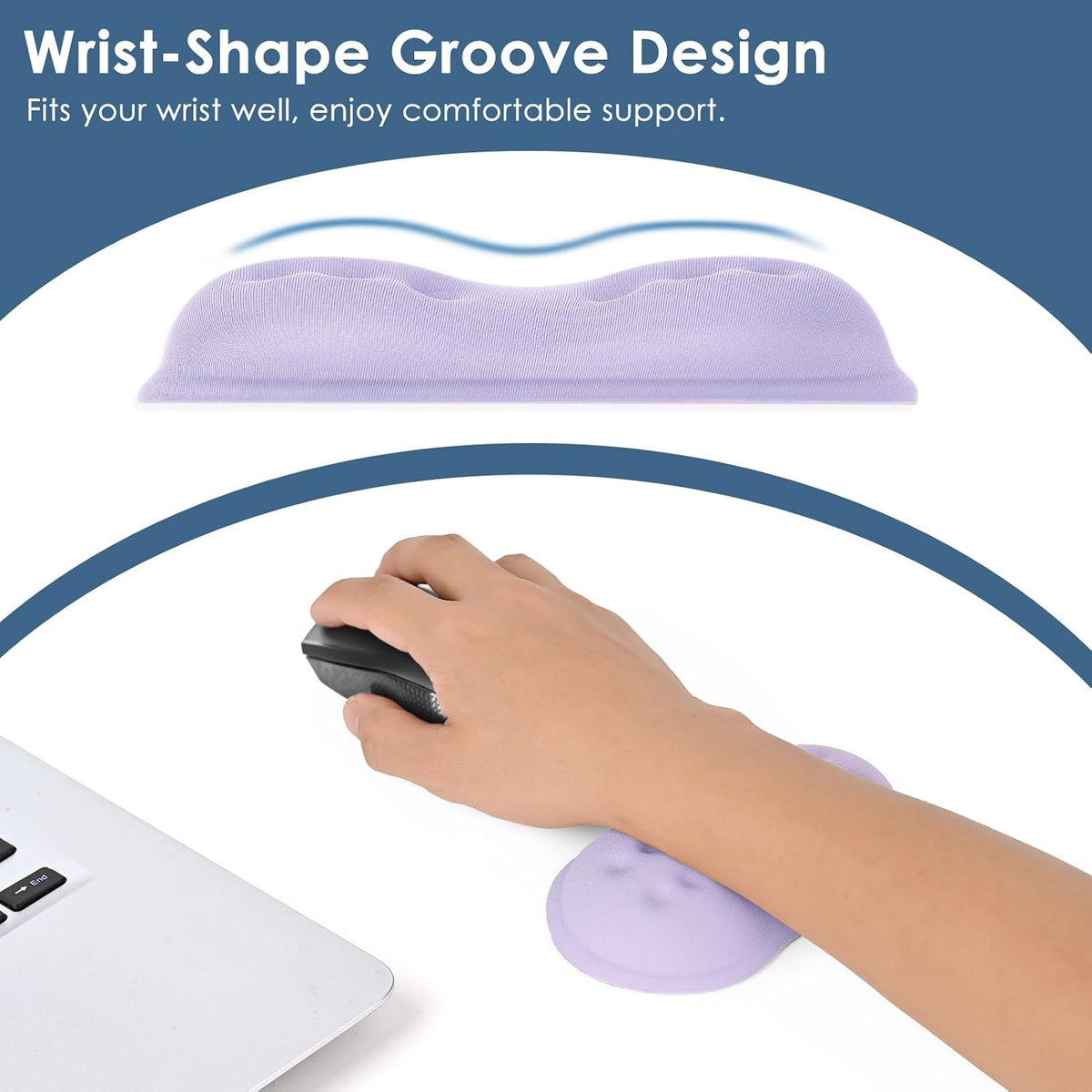 Mouse Wrist Rest, Desk Wrist Pad for Mouse, Comfortable Computer Mouse Wrist Support, Ergonomic Wrist Rest with Memory Foam Fillings, Non-Slip Base (Black)
