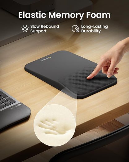 MP50 Ergonomic Mouse Pad with Wrist Support, Lycra Surface, Black