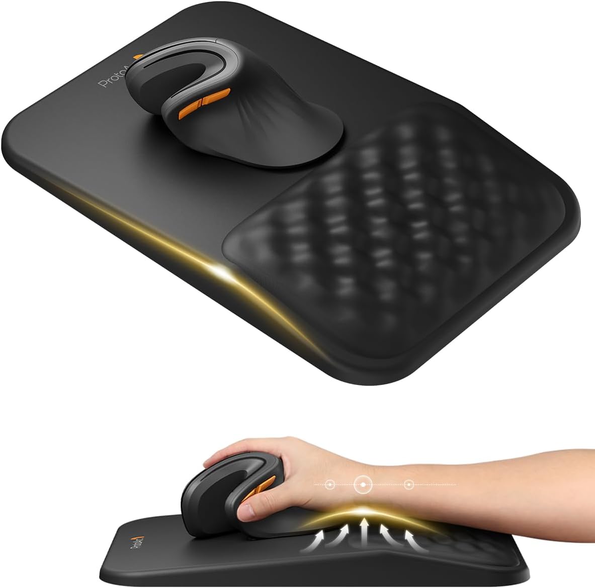MP50 Ergonomic Mouse Pad with Wrist Support, Lycra Surface, Black