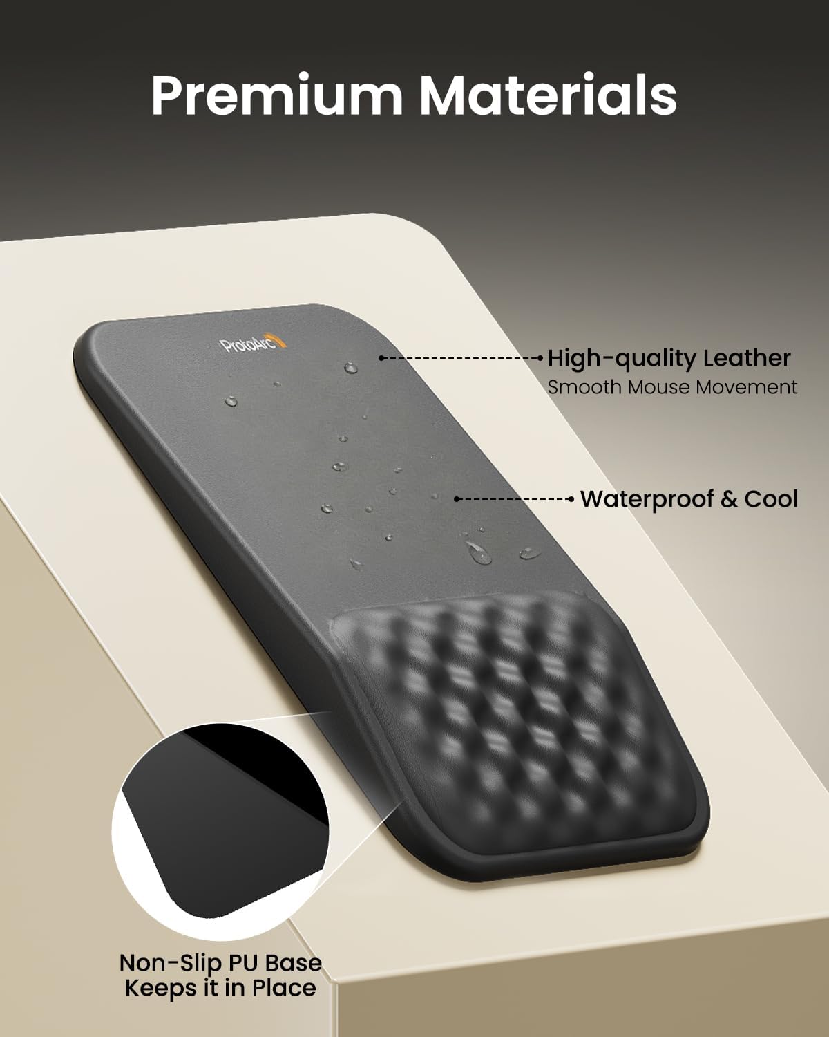MP50 Ergonomic Mouse Pad with Wrist Support, Lycra Surface, Black