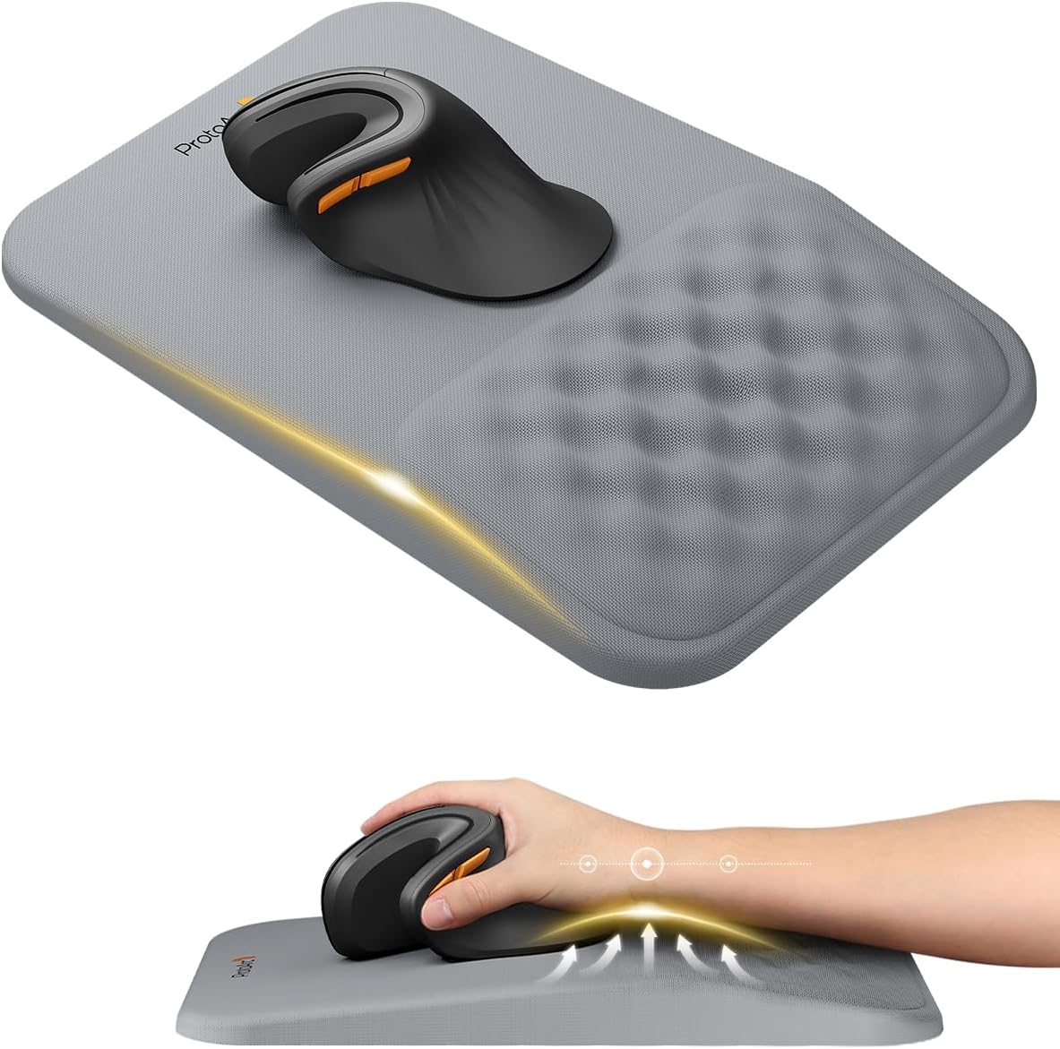 MP50 Ergonomic Mouse Pad with Wrist Support, Lycra Surface, Black