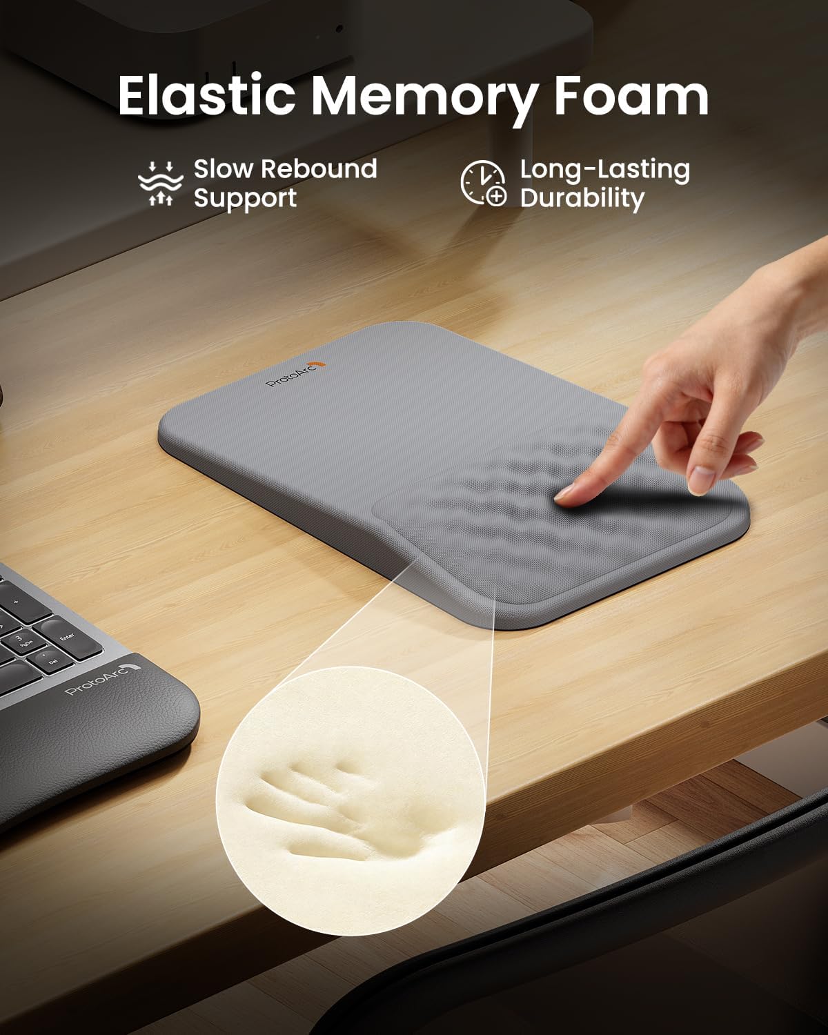 MP50 Ergonomic Mouse Pad with Wrist Support, Lycra Surface, Black