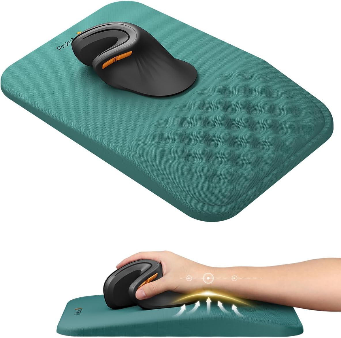 MP50 Ergonomic Mouse Pad with Wrist Support, Lycra Surface, Black