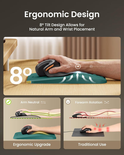 MP50 Ergonomic Mouse Pad with Wrist Support, Lycra Surface, Black