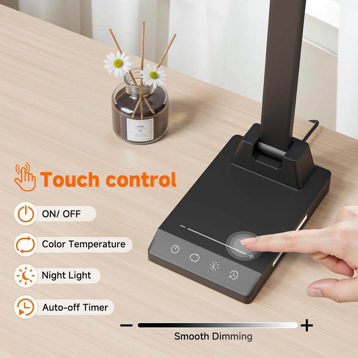 LED Desk Lamp for Home Office, Foldable Reading Lamp with Adapter