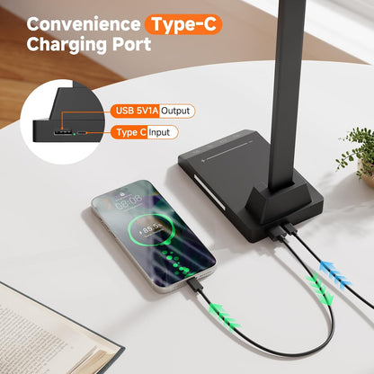 LED Desk Lamp for Home Office, Foldable Reading Lamp with Adapter