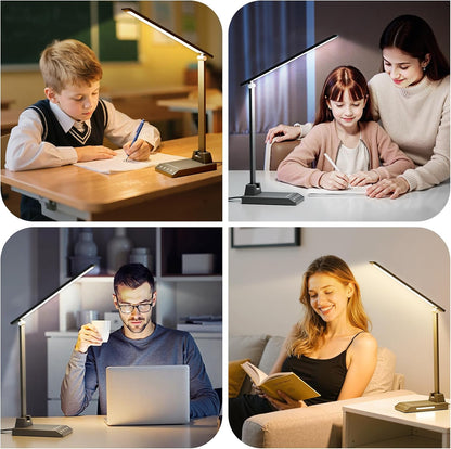 LED Desk Lamp for Home Office, Foldable Reading Lamp with Adapter