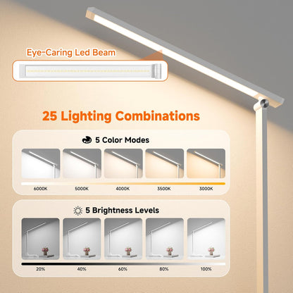 LED Desk Lamp for Home Office, Foldable Reading Lamp with Adapter