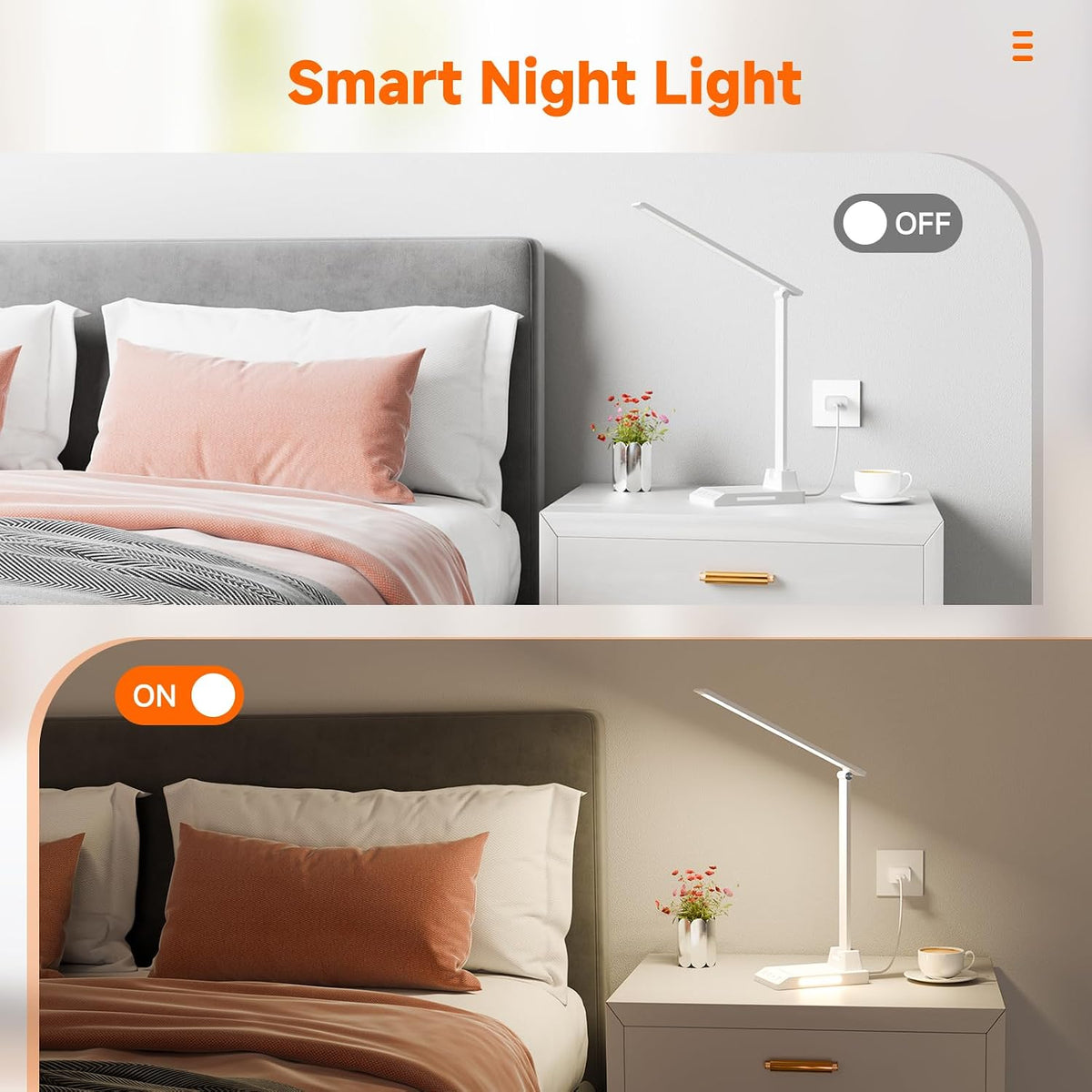 LED Desk Lamp for Home Office, Foldable Reading Lamp with Adapter