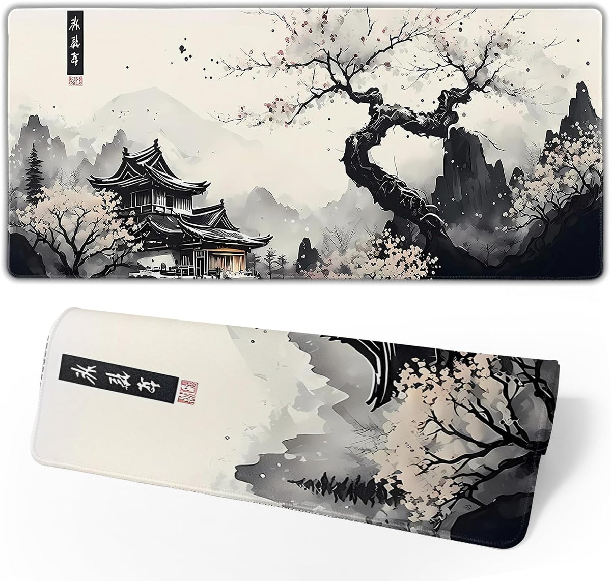 Japanese Mouse Pad, Large Japanese Desk Mat, XL Anime Gaming Keyboard Mat, Non-Slip Rubber Base, Big Extended Desk Protector for Home Office, 31.5”x11.8” - Colors B