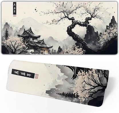 Japanese Mouse Pad, Large Japanese Desk Mat, XL Anime Gaming Keyboard Mat, Non-Slip Rubber Base, Big Extended Desk Protector for Home Office, 31.5”x11.8” - Colors B