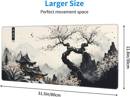 Japanese Mouse Pad, Large Japanese Desk Mat, XL Anime Gaming Keyboard Mat, Non-Slip Rubber Base, Big Extended Desk Protector for Home Office, 31.5”x11.8” - Colors B