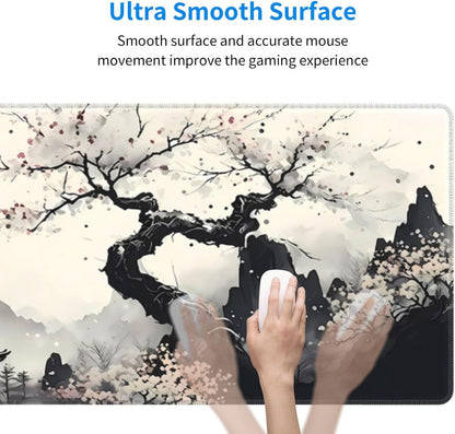 Japanese Mouse Pad, Large Japanese Desk Mat, XL Anime Gaming Keyboard Mat, Non-Slip Rubber Base, Big Extended Desk Protector for Home Office, 31.5”x11.8” - Colors B