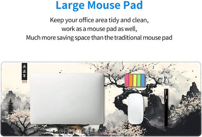 Japanese Mouse Pad, Large Japanese Desk Mat, XL Anime Gaming Keyboard Mat, Non-Slip Rubber Base, Big Extended Desk Protector for Home Office, 31.5”x11.8” - Colors B