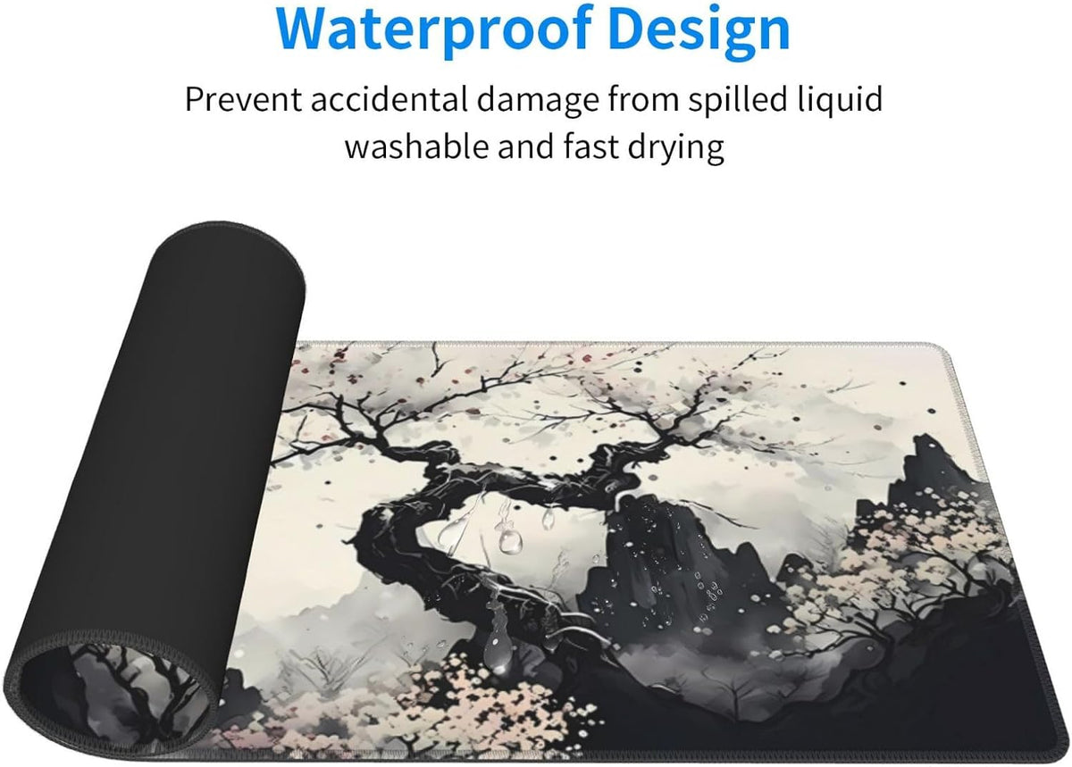 Japanese Mouse Pad, Large Japanese Desk Mat, XL Anime Gaming Keyboard Mat, Non-Slip Rubber Base, Big Extended Desk Protector for Home Office, 31.5”x11.8” - Colors B