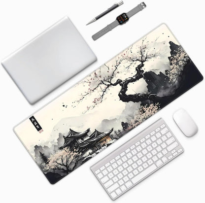 Japanese Mouse Pad, Large Japanese Desk Mat, XL Anime Gaming Keyboard Mat, Non-Slip Rubber Base, Big Extended Desk Protector for Home Office, 31.5”x11.8” - Colors B