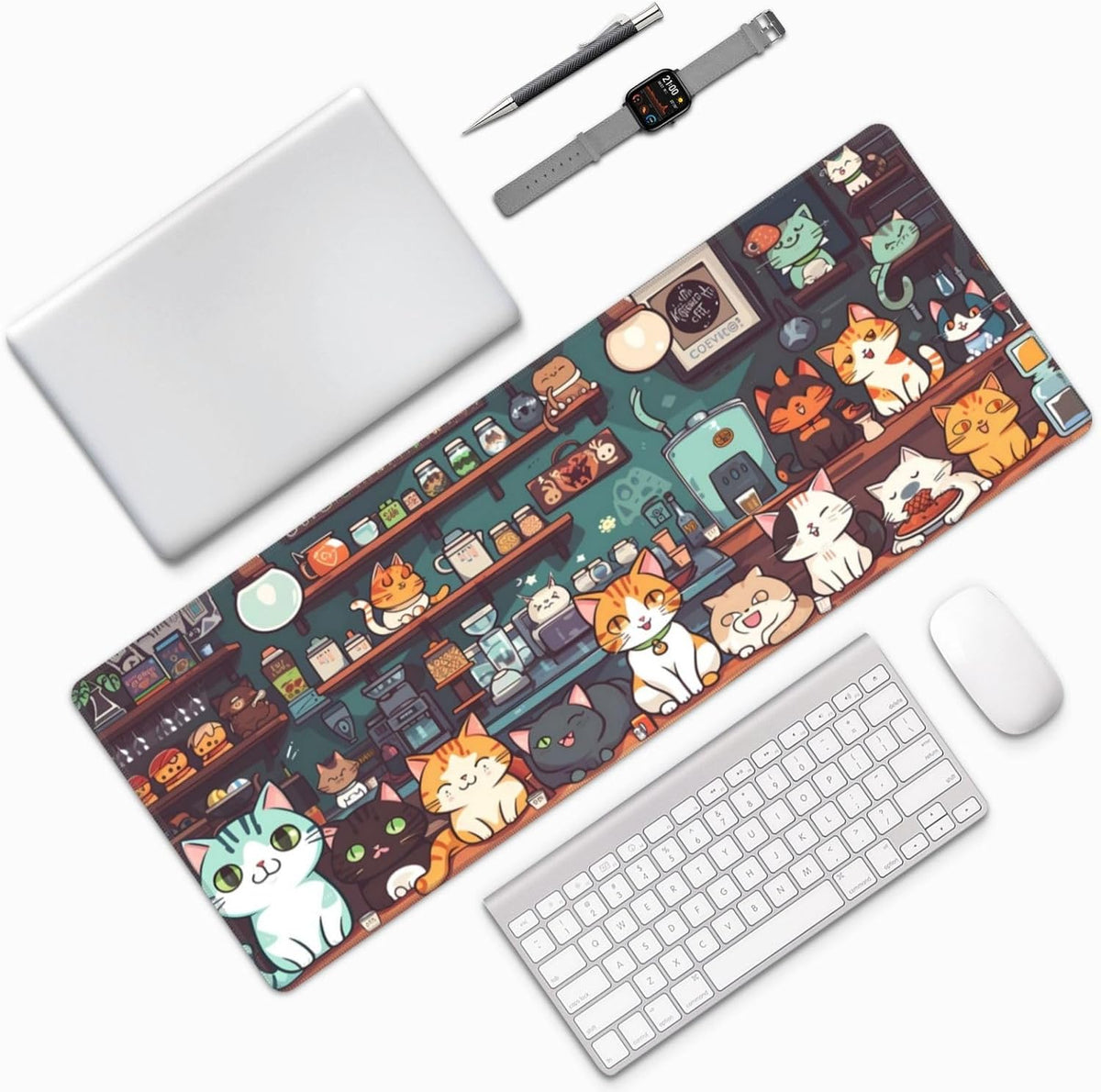 Japanese Mouse Pad, Large Japanese Desk Mat, XL Anime Gaming Keyboard Mat, Non-Slip Rubber Base, Big Extended Desk Protector for Home Office, 31.5”x11.8” - Colors B