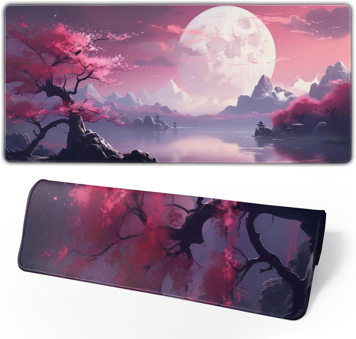 Japanese Mouse Pad, Large Japanese Desk Mat, XL Anime Gaming Keyboard Mat, Non-Slip Rubber Base, Big Extended Desk Protector for Home Office, 31.5”x11.8” - Colors B