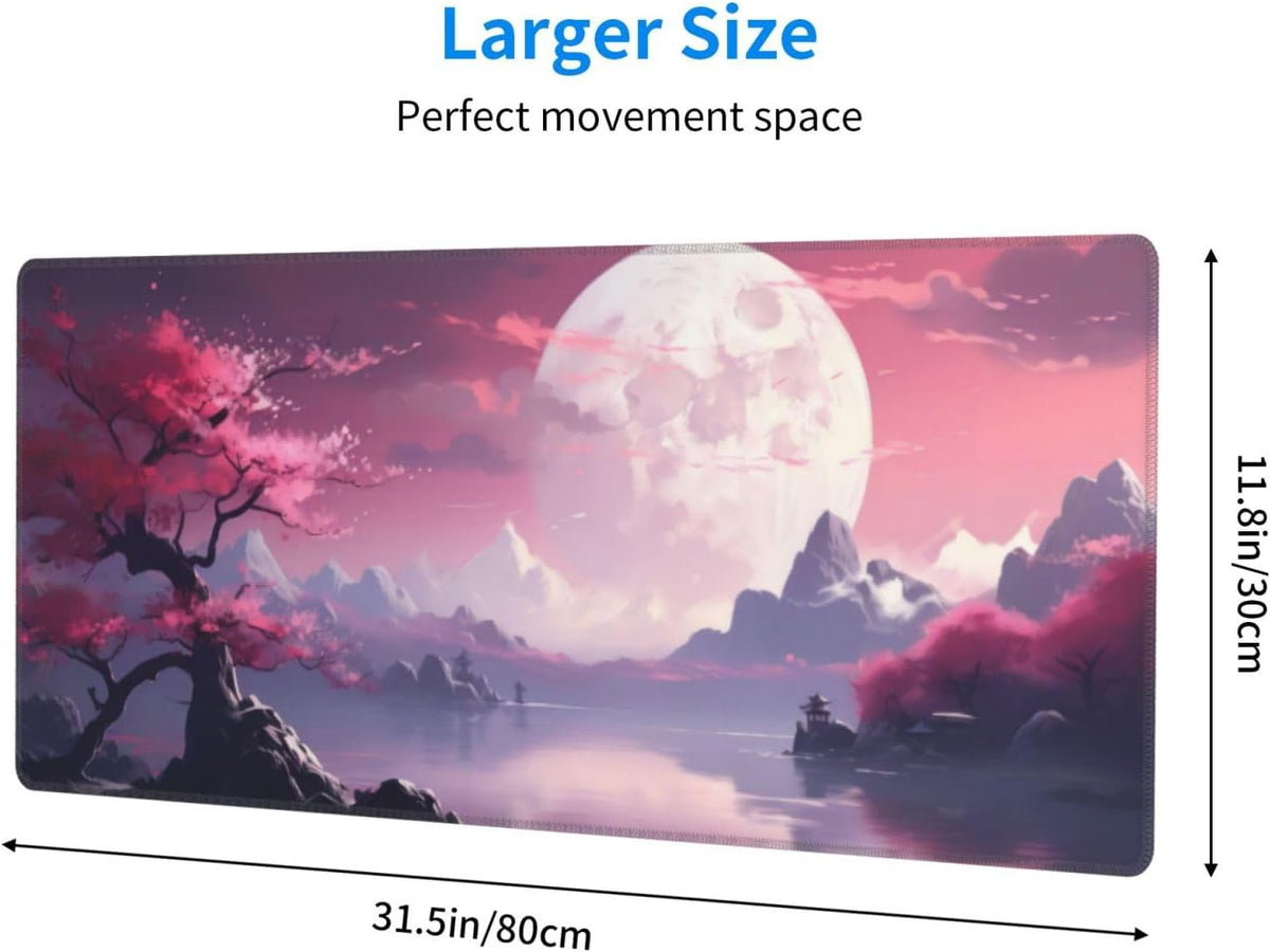 Japanese Mouse Pad, Large Japanese Desk Mat, XL Anime Gaming Keyboard Mat, Non-Slip Rubber Base, Big Extended Desk Protector for Home Office, 31.5”x11.8” - Colors B