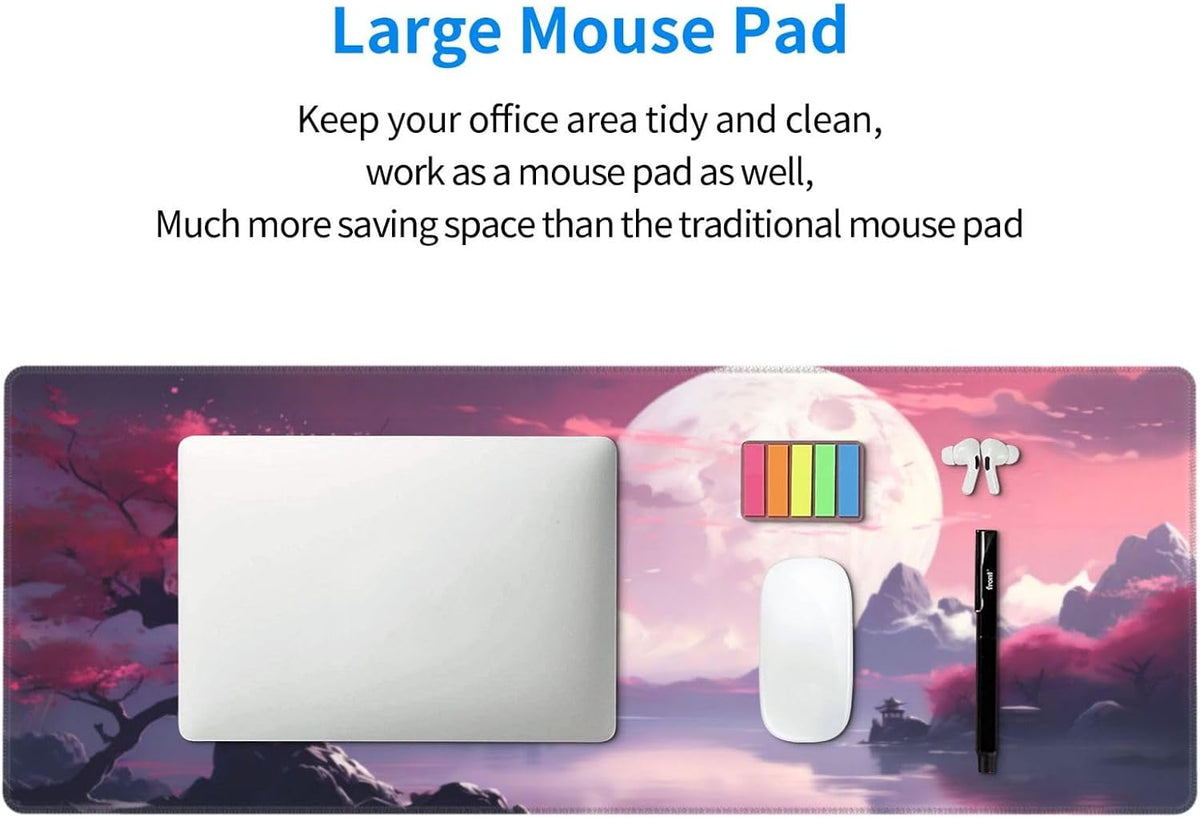 Japanese Mouse Pad, Large Japanese Desk Mat, XL Anime Gaming Keyboard Mat, Non-Slip Rubber Base, Big Extended Desk Protector for Home Office, 31.5”x11.8” - Colors B