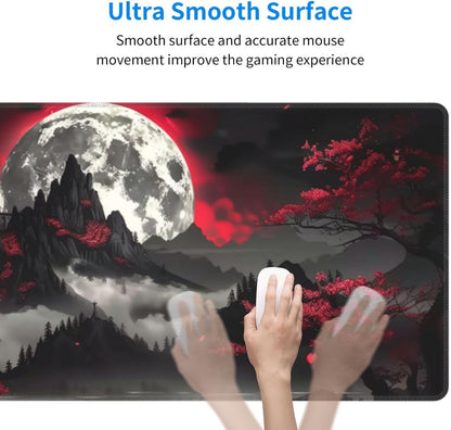 Japanese Mouse Pad, Large Japanese Desk Mat, XL Anime Gaming Keyboard Mat, Non-Slip Rubber Base, Big Extended Desk Protector for Home Office, 31.5”x11.8” - Colors B