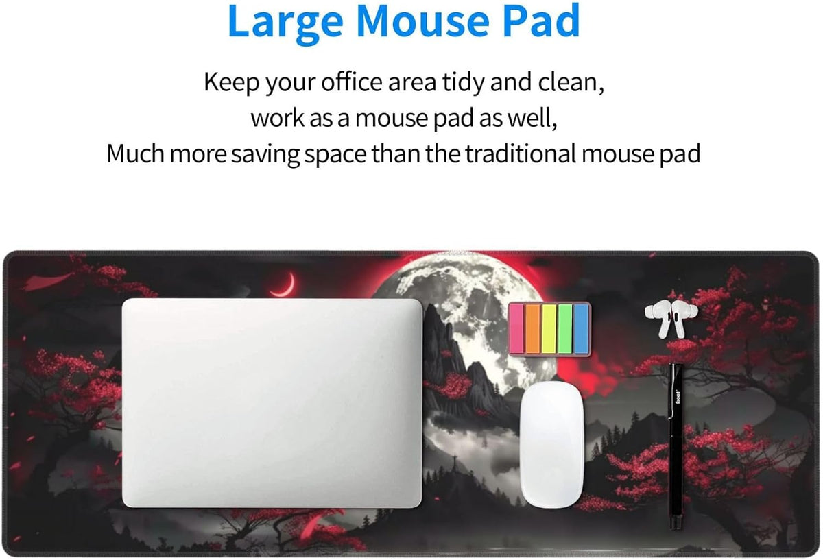 Japanese Mouse Pad, Large Japanese Desk Mat, XL Anime Gaming Keyboard Mat, Non-Slip Rubber Base, Big Extended Desk Protector for Home Office, 31.5”x11.8” - Colors B